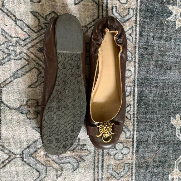 Lily Pultzers Ballets Brown Leather Flats Size 7.5 - Picture 2 of 3